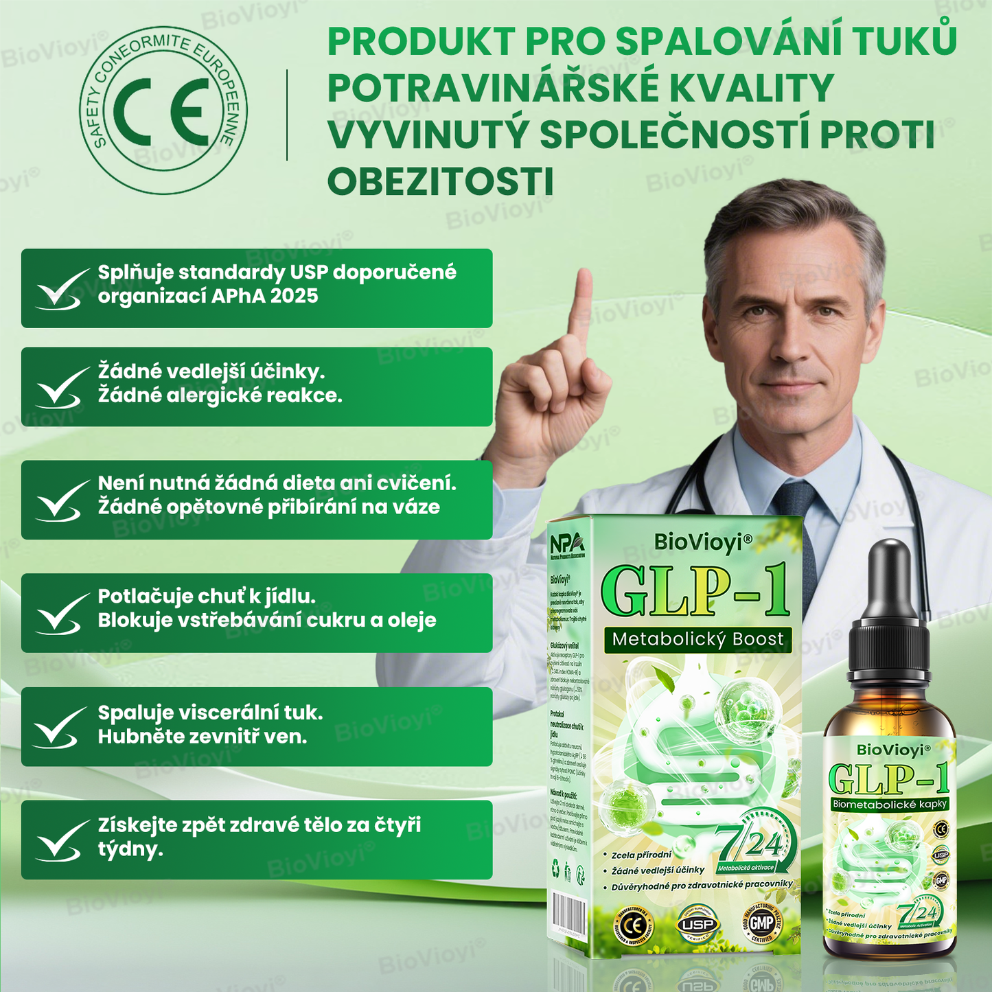 🍏BioVioyi® GLP-1 Metabolický Boost 🏆(Potravinářský spalovač tuku – vyvinutý Společností pro výzkum obezity)