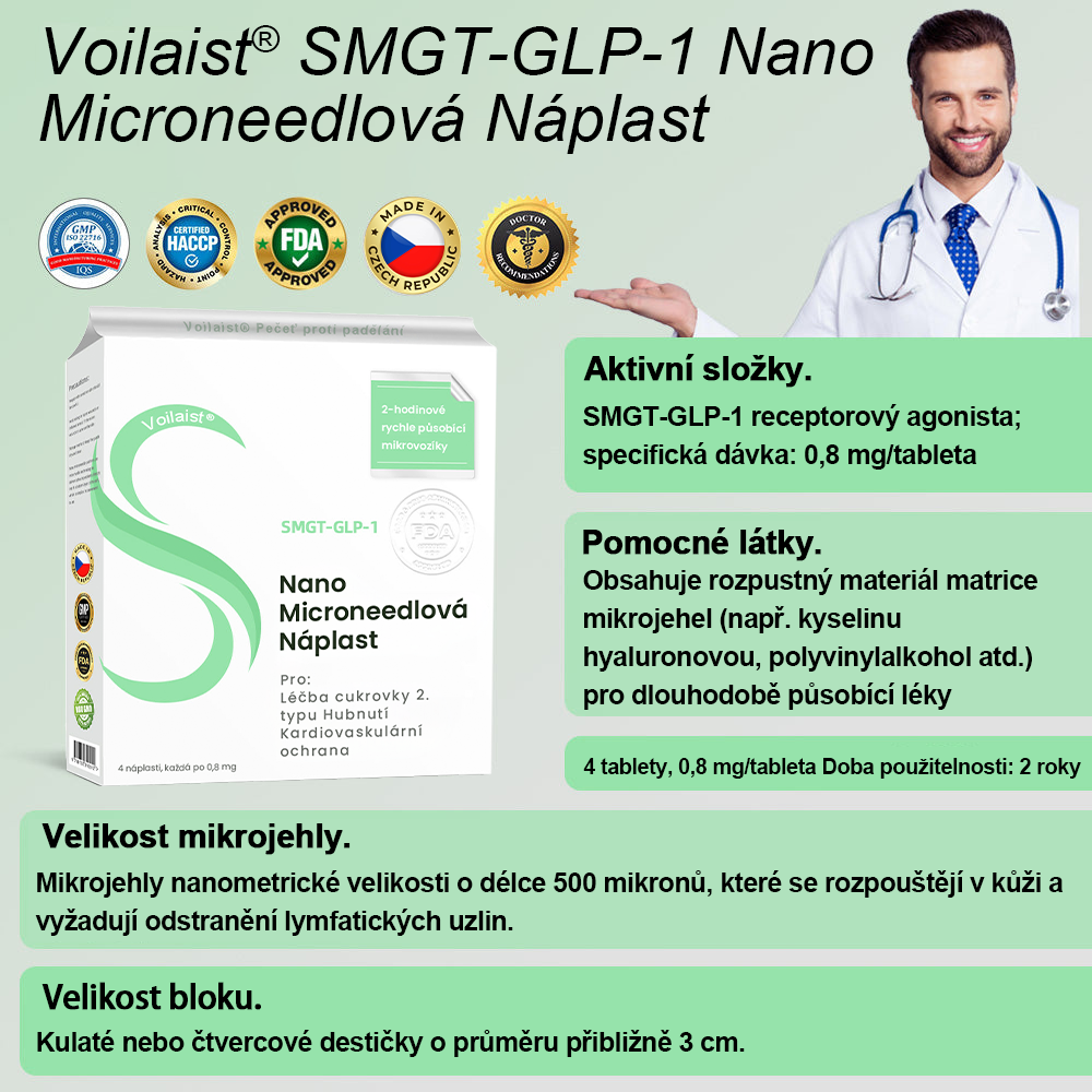 🥑Voilaist® SMGT-GLP-1 Nano Microneedlová Náplast ⏰ (Bezbolestná, dlouhotrvající, zaměřená na řešení cukrovky, obezity a kardiovaskulárních onemocnění)