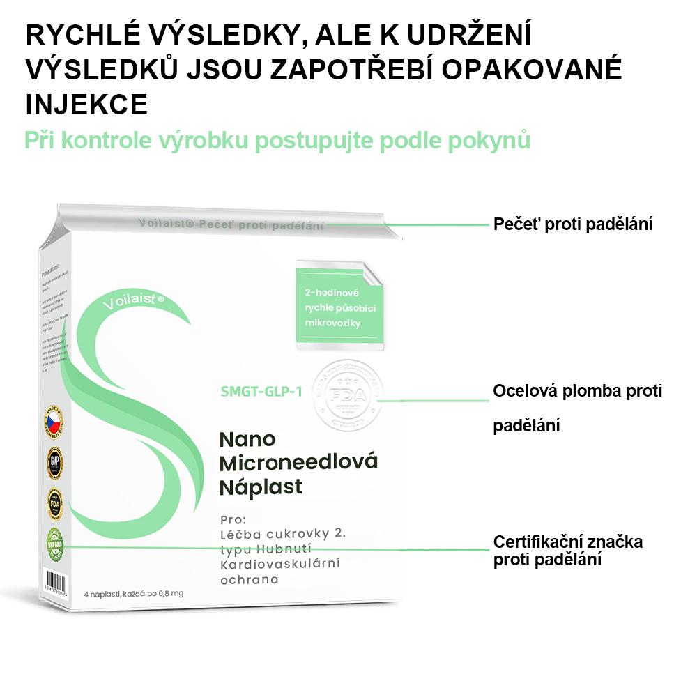 🥑Voilaist® SMGT-GLP-1 Nano Microneedlová Náplast ⏰ (Bezbolestná, dlouhotrvající, zaměřená na řešení cukrovky, obezity a kardiovaskulárních onemocnění)
