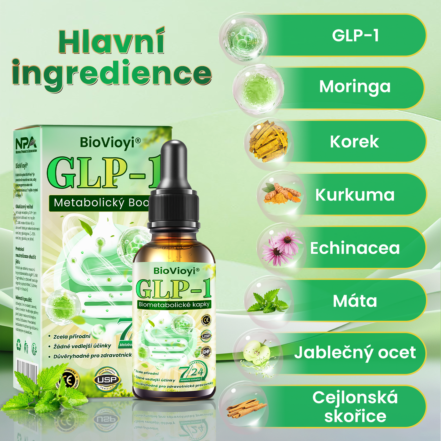 🍏BioVioyi® GLP-1 Metabolický Boost 🏆(Potravinářský spalovač tuku – vyvinutý Společností pro výzkum obezity)
