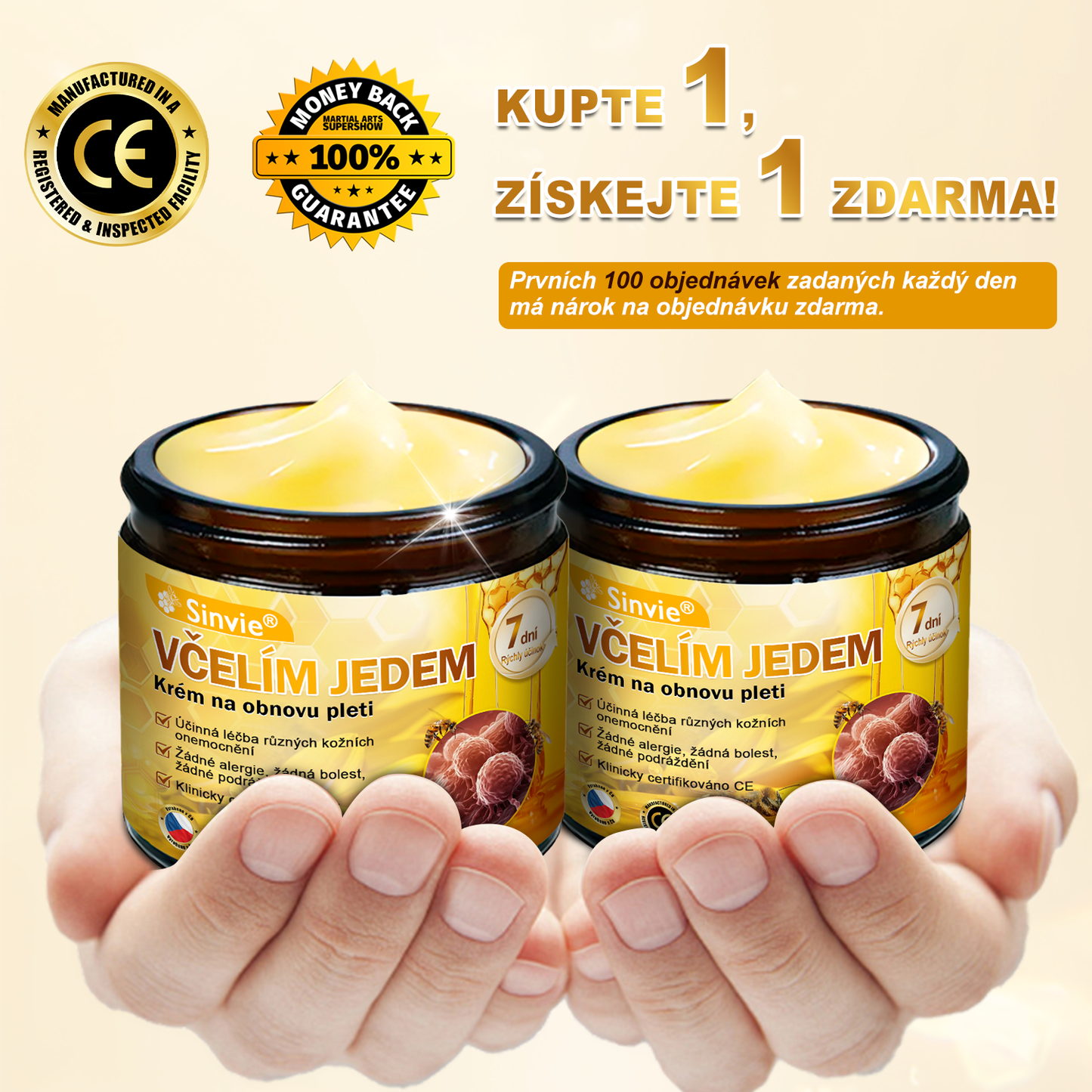 🐝🐝 Sinvie® Krém na obnovu pleti s včelím jedem 👨⚕ Doporučeno dermatology ✅CE schváleno - 50ml