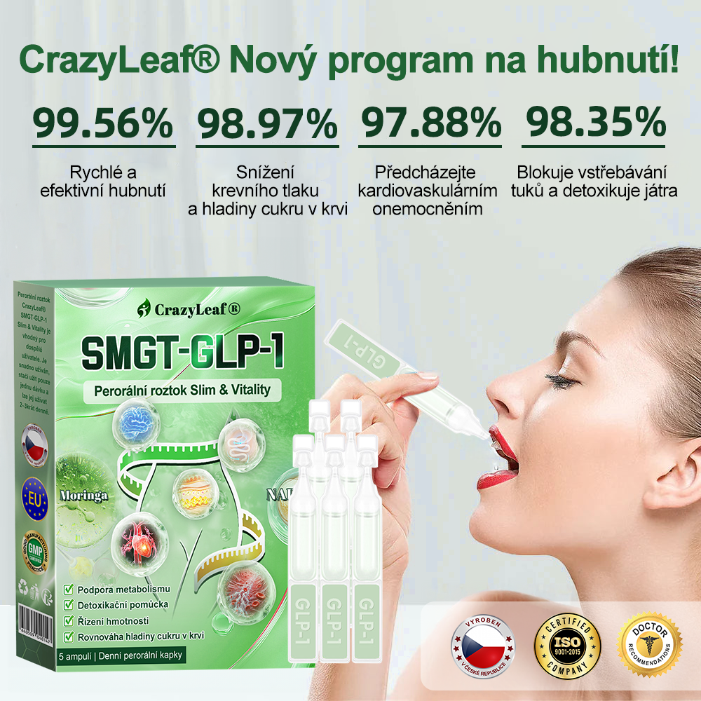 👩‍⚕️Klinicky ověřeno | CrazyLeaf® SMGT-GLP-1 Slim & Vitality – orální roztok proti přebytečné váze, tlaku, cukru, tukové játre, bolestem kloubů, únavě, nízké energii a ochablé pokožce. Lepší zdraví, více energie!