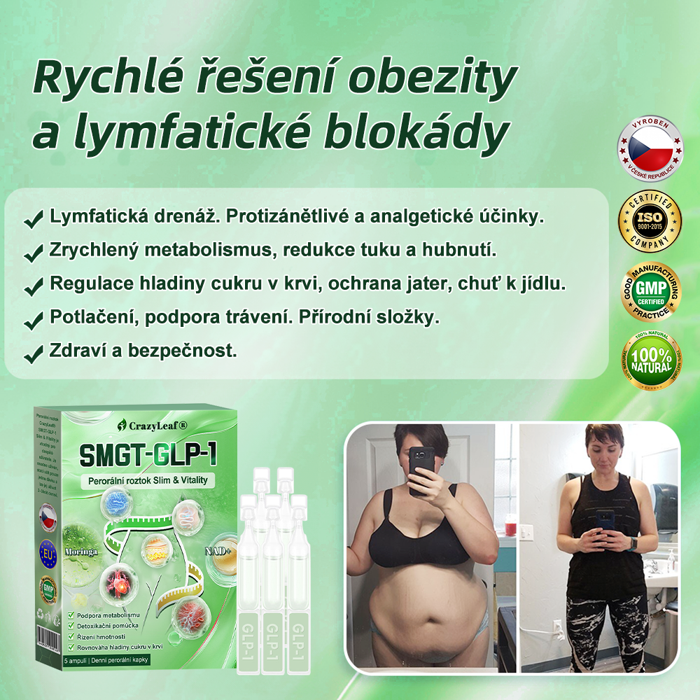 👩‍⚕️Klinicky ověřeno | CrazyLeaf® SMGT-GLP-1 Slim & Vitality – orální roztok proti přebytečné váze, tlaku, cukru, tukové játre, bolestem kloubů, únavě, nízké energii a ochablé pokožce. Lepší zdraví, více energie!